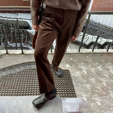 Aidase Men Maillard Corduroy Casual Straight Pants 2024 New Genderless Fashion Comfort Simple Retro Solid Color Basic Trousers Unisex aidase-shop